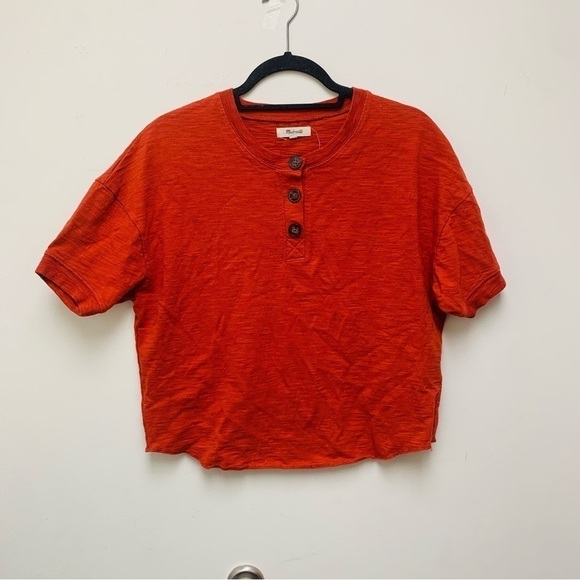 Madewell Raw-Edge Henley Tee Shirt - Picture 2 of 11